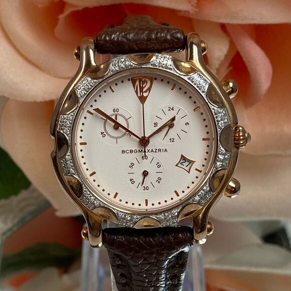 BCBGMaxAzaria Crystal Accented Rose Gold-tone Stainless Steel Chronograph Watch - Picture 5 of 16